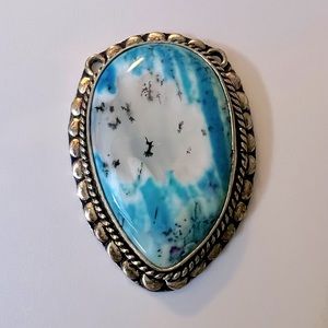 Dendritic Opal Silver Plated Necklace Pendant